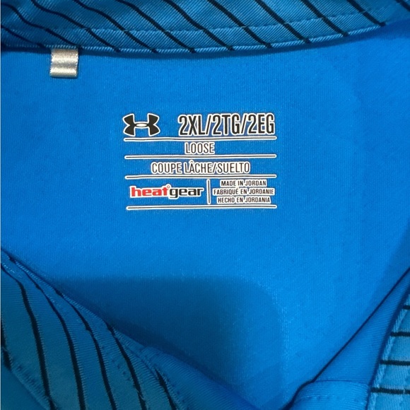 Under Armour Blue Performance Polo Shirt- Loose Heat Gear XXL - Picture 2 of 3